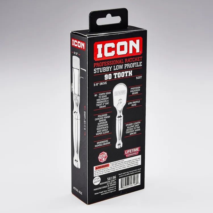 Matraca Profesional De Mango Corto Y Perfil Bajo 3/8" (Icon)