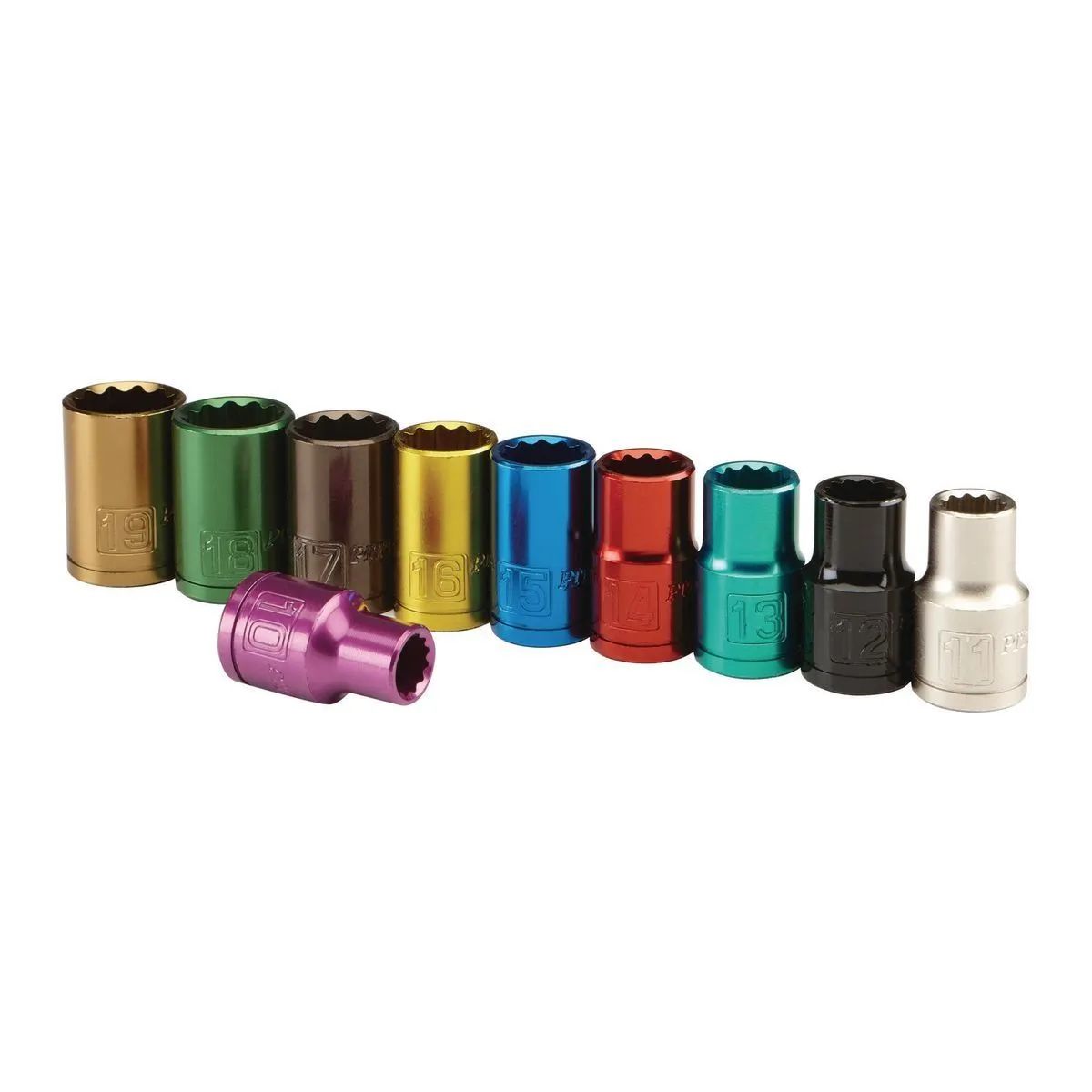 Juego de Dados SAE Codificados por Color de 10 piezas 1/2" (Pittsburgh Pro)